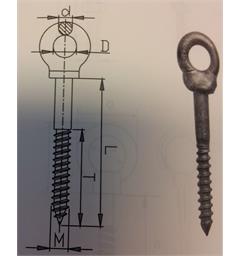 Øyebolt m/tregj. fast 8x60mm